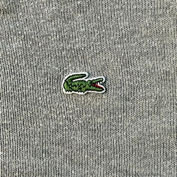 Lacoste Light Gray V-Neck Cotton Sweater Crocodile Logo Classic Preppy Size 5 - Picture 6 of 11